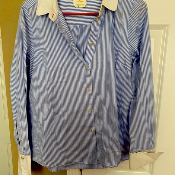 kate spade Tops - Kate Spade EUC Blue and White Striped Button Down